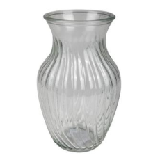 Glass Vase with Ribbed Pattern 28cm - Clear